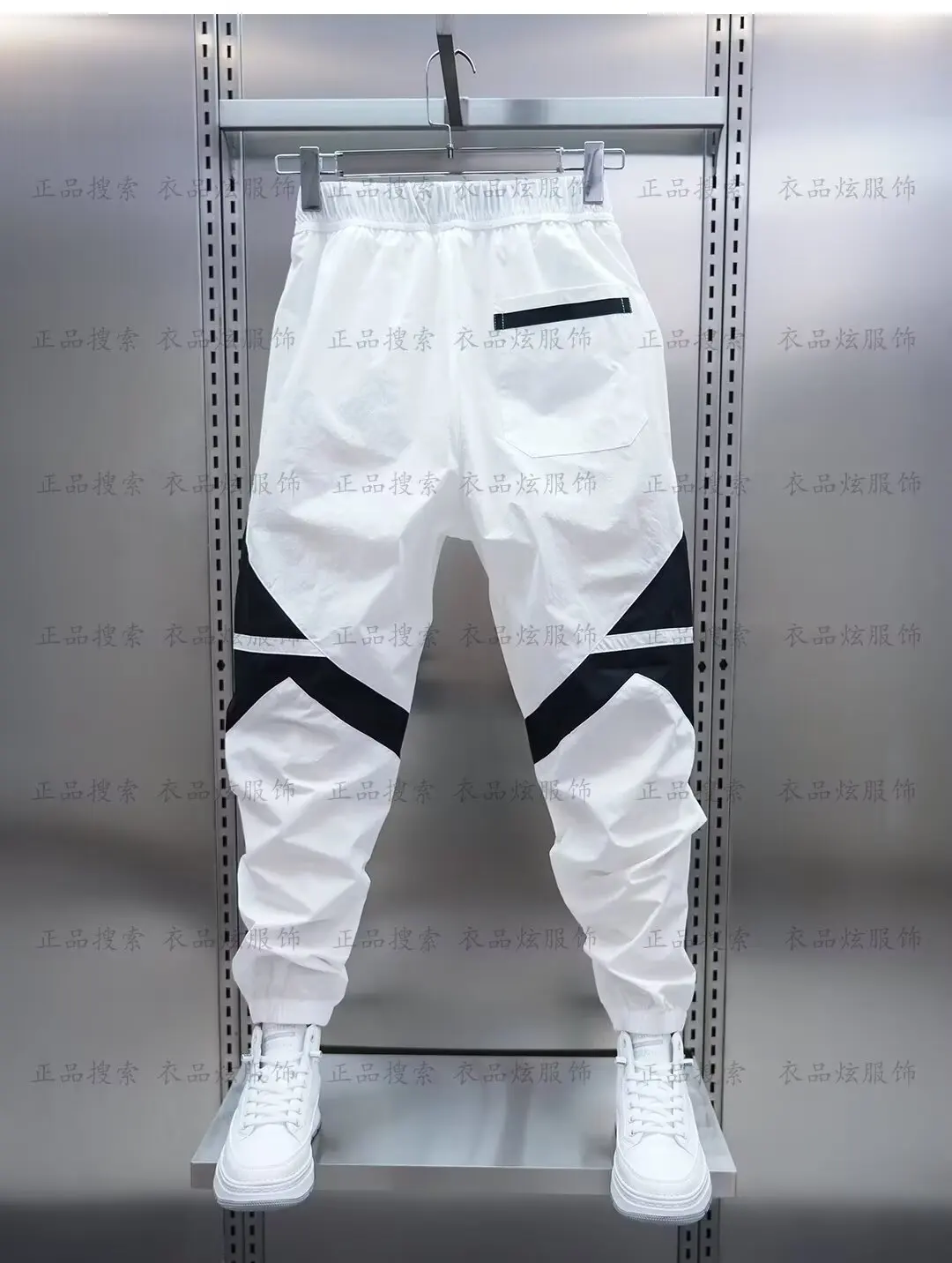 Летние тонкие быстросохнущие модные хлопковые шаровары спортивные брюки черно-белые брюки для бега с вышивкой мужская одежда