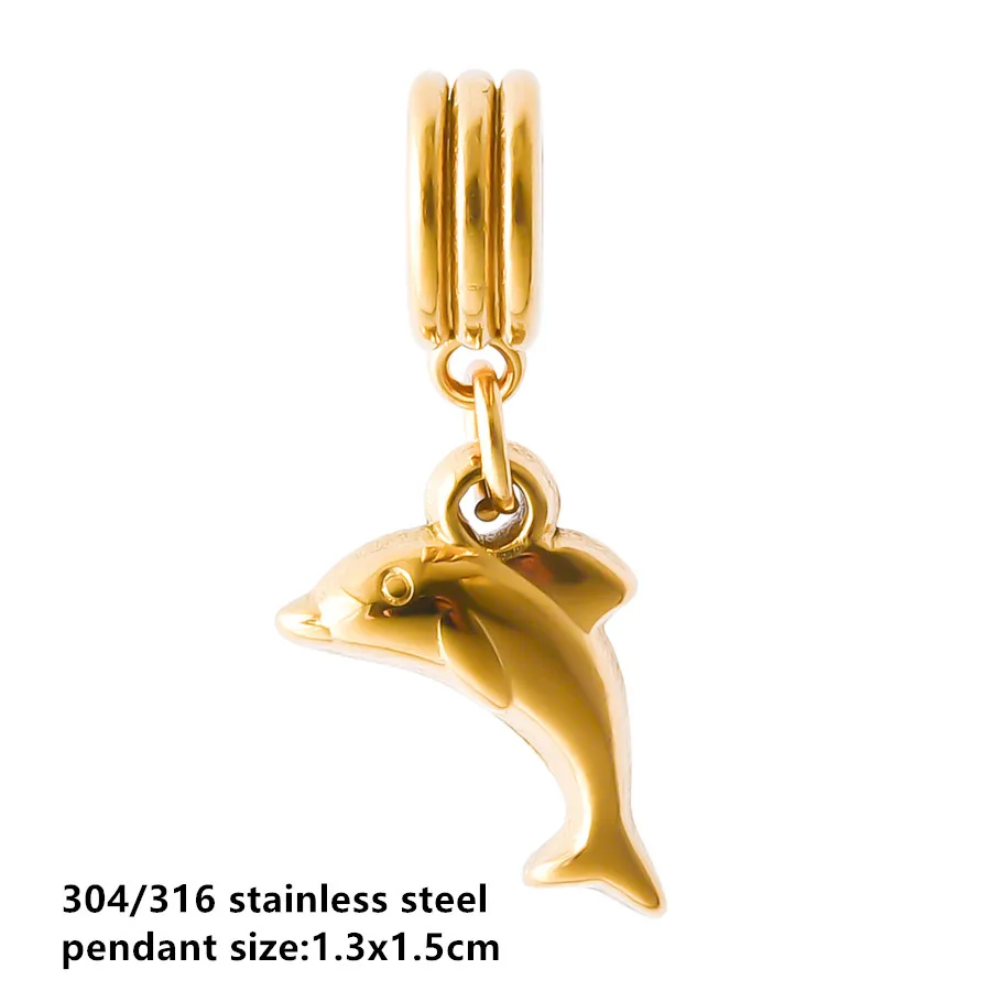 Goldfarbener kleiner Tieranhänger Ente Katze Taube Pferd Edelstahl Armband Armreif Anhänger für Schmuckherstellung handgemachte Dekoration – Detail 18