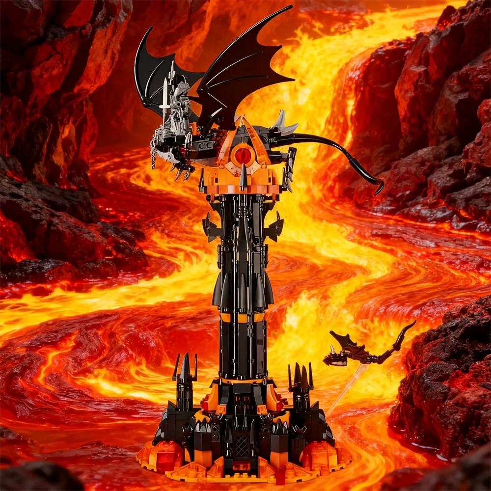 

IDEAS Moc Lord Movie Model The Fell Beast Magic Tower Building Blocks Fortress Castle Creative Assemble Bricks Toys Gift For
