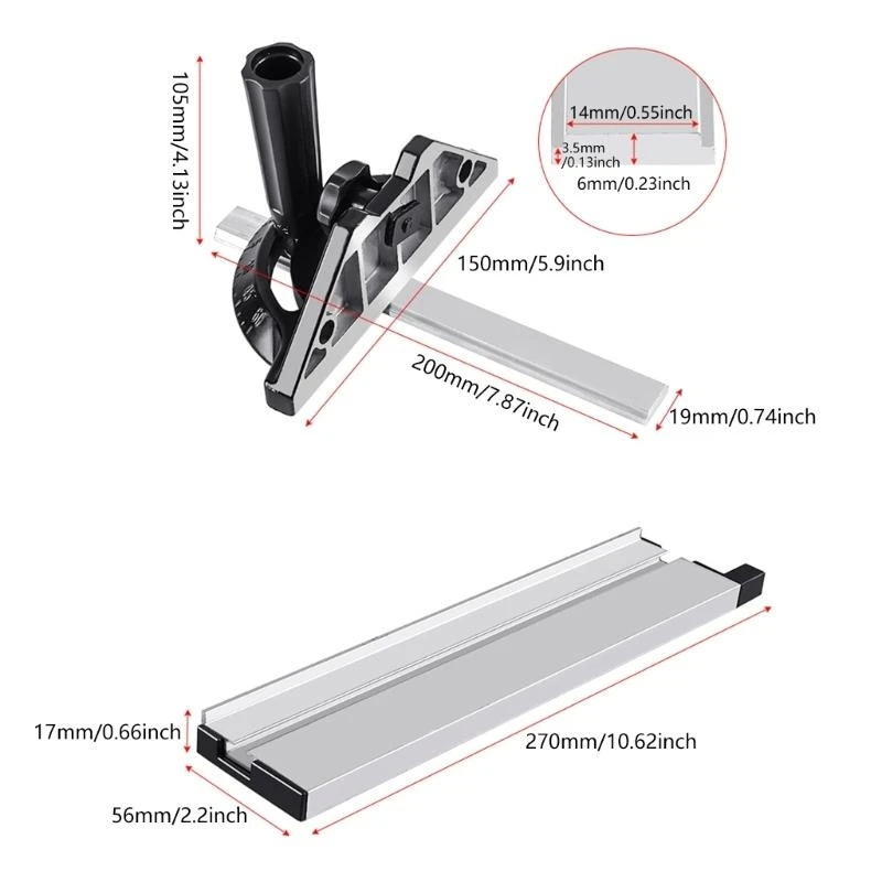 Professional Plate Ruler Miter Gauges Adjustable For Table Sawing Multifunction Push Block Fence System Woodworking