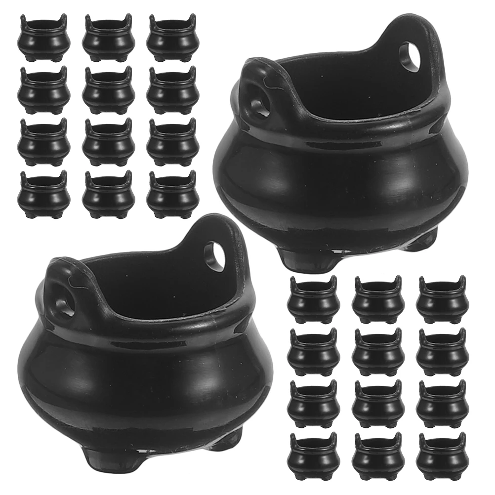 

48 Pcs Miniature Landscape Decoration Halloween Cauldron Candy Jar Boiler Basket Pot Kettles Plastic Decorations