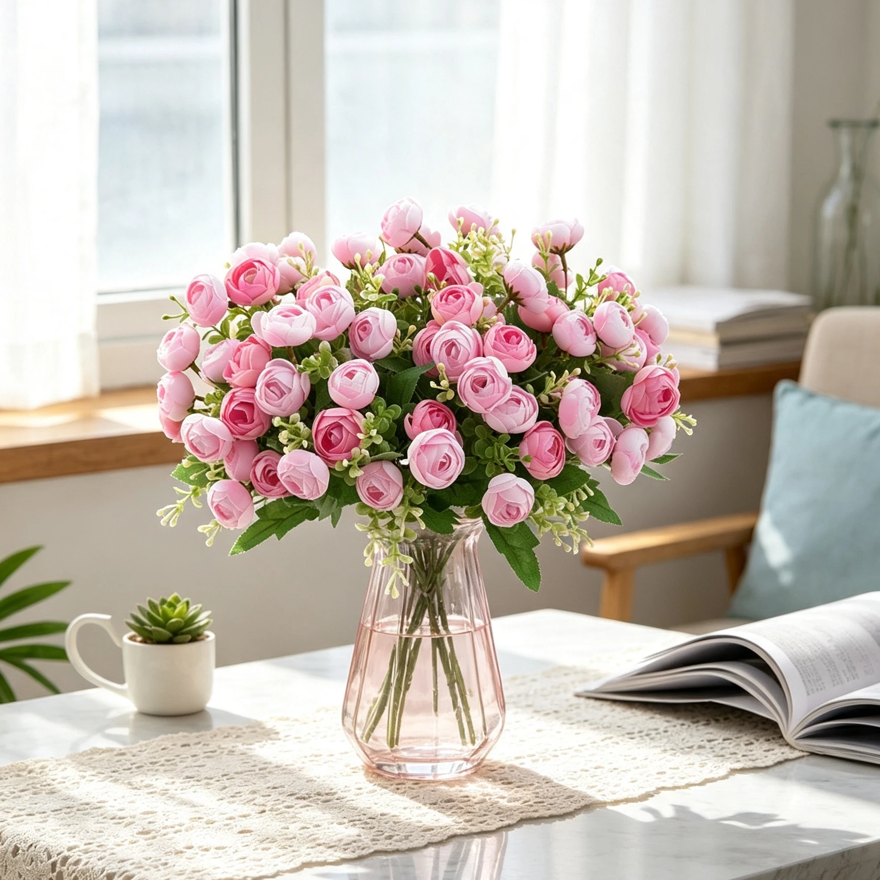 2/4pcs Silk Artificial Flower Tea Buds Festival Wedding Bridal Bouquet Home Room Table Vase Outdoor Garden Yard Decora DIY Gifts