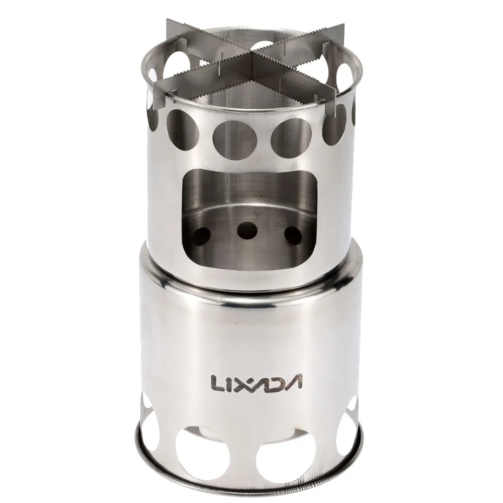 Lixada Portable Stainless Steel Lightweight Wood Stove Outdoor Cooking Picnic Camping Burner