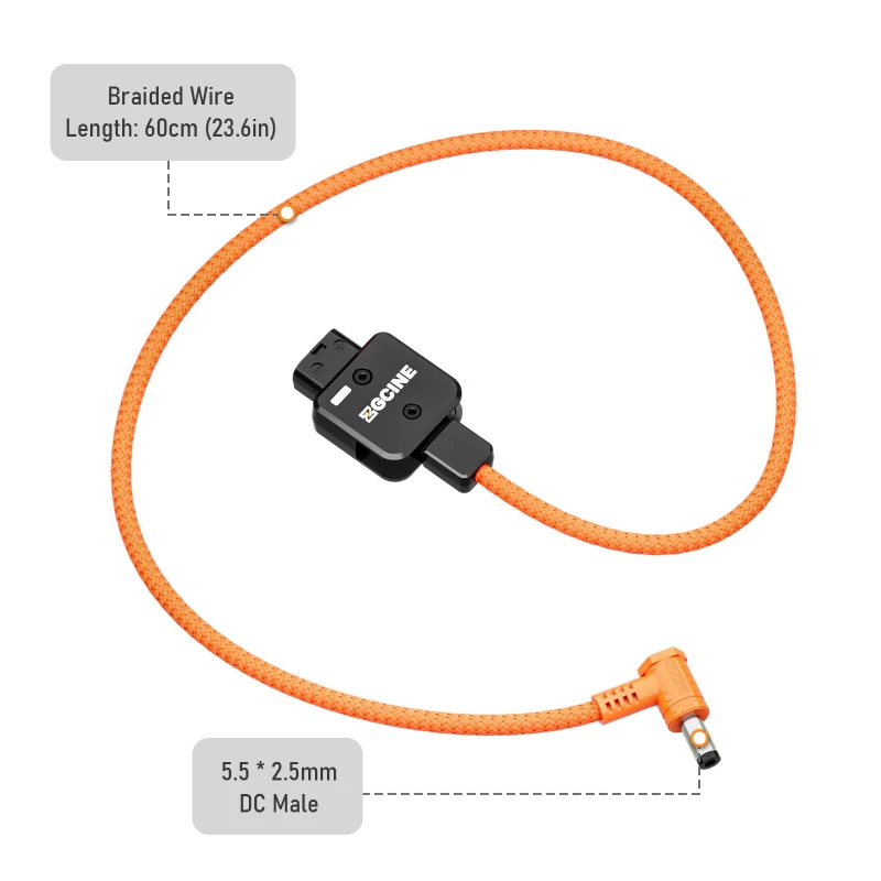 ZGCINE D-Tap to DC 5.5*2.5mm Power Cable for Amaran 60ds 60xs Atomos Ninja V monitor,Feelworld Monitor, Hollyland Mars LED light