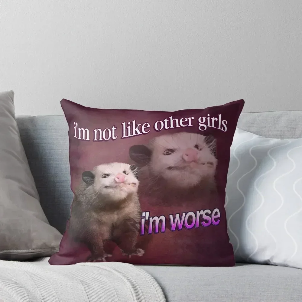 I'm not like other girls, I'm worse possum word art Throw Pillow Decorative Sofa Cushion christmas supplies Plaid Sofa pillow