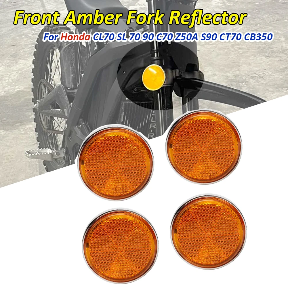 2/4pcs Amber Front Fork Reflector For Honda CB100 CB350 CB450 CB750 C70 CT70 CA175  #33741-315-000 ,33741-286-670