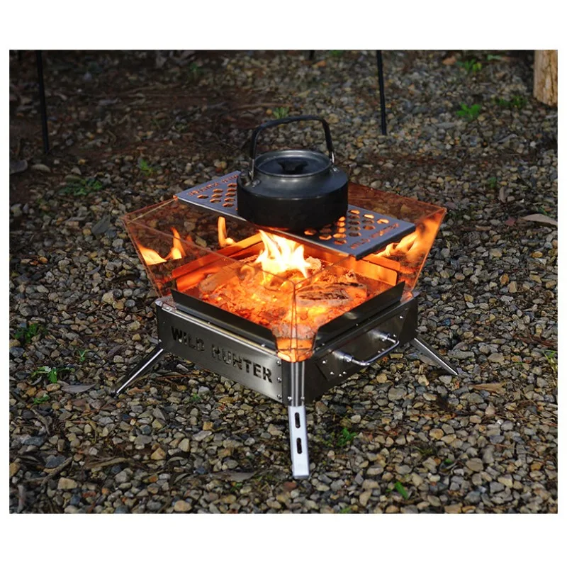 Outdoor camping incinerator glass-ceramic firewood campfire arrow stove tea folding charcoal grill