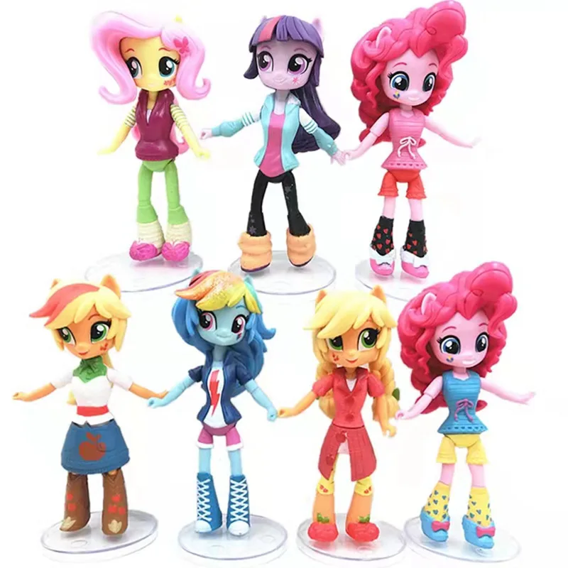 

7pcs My Little Pony Anime Action Figures Collectible Model Dolls Twilight Sparkle Rainbow Dash Applejack Fluttershy for Kids