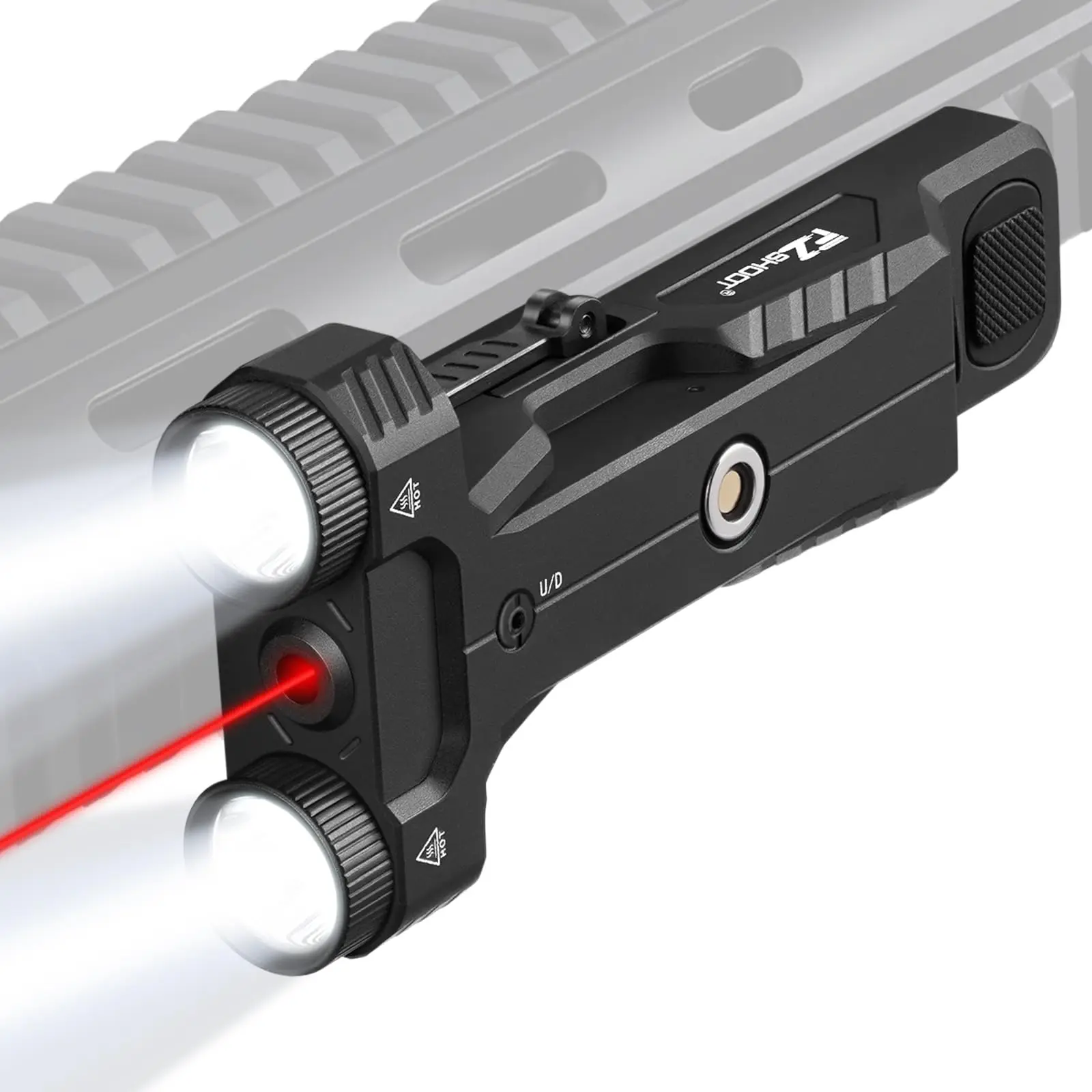 EZshoot 1600 Lumens Dual LED Light Laser Combo Low-Profile with Quick Detach For Picatinny Rail Magnetic Rechargeable