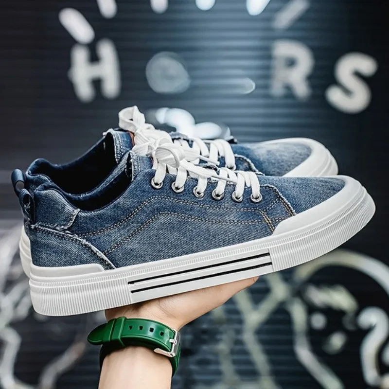 Korean Style New Fashion Large Size Low-Top Casual Shoes for Man Spring Versatile Man Shoes Denim Single Shoes Running Sneakers
