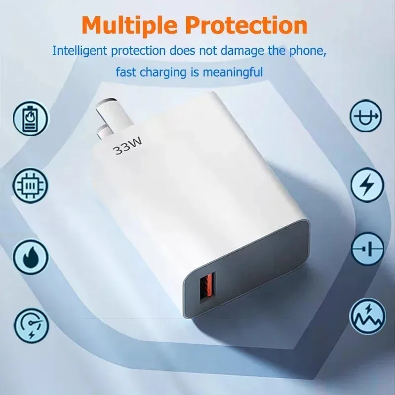 Xiaomi 33 واط USB شاحن شحن سريع طقم شاحن الهاتف المحمول محول ل Mi Redmi ملاحظة 13 12 11 Poco الهاتف سريع تهمة التوصيل