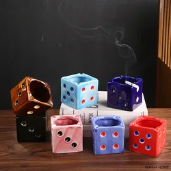 Modern Square Dice Ceramic Ashtray Restaurant Hotel Ornament Birthday Gift Abstract Fun Ashtray Car Living Room Home Decoration