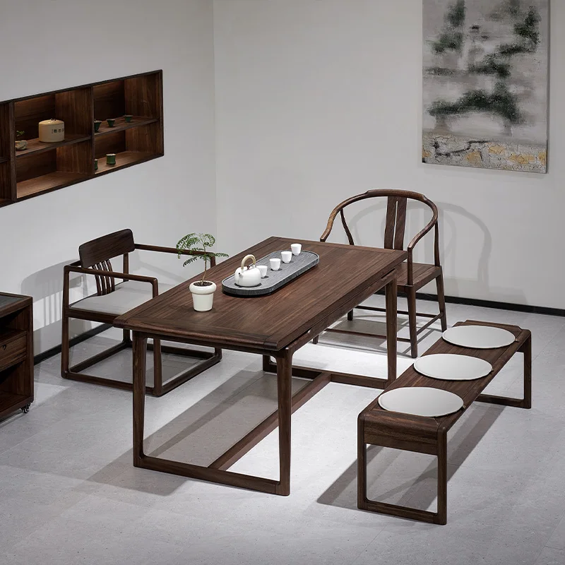 مقعد شاي طويل من القماش غير اللامع الصيني الجديد البسيط، مقعد تغيير الأحذية من الخشب الصلب لغرفة النوم