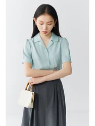 ZIQIAO Petite French Style Short Sleeved Temperament Commuting White Shirt Women's 2024 Summer New Tops 24ZQ92001