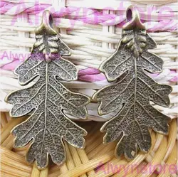 5pcs 48x26mm Antiqued Bronze Leaf Charm Pendants G0002