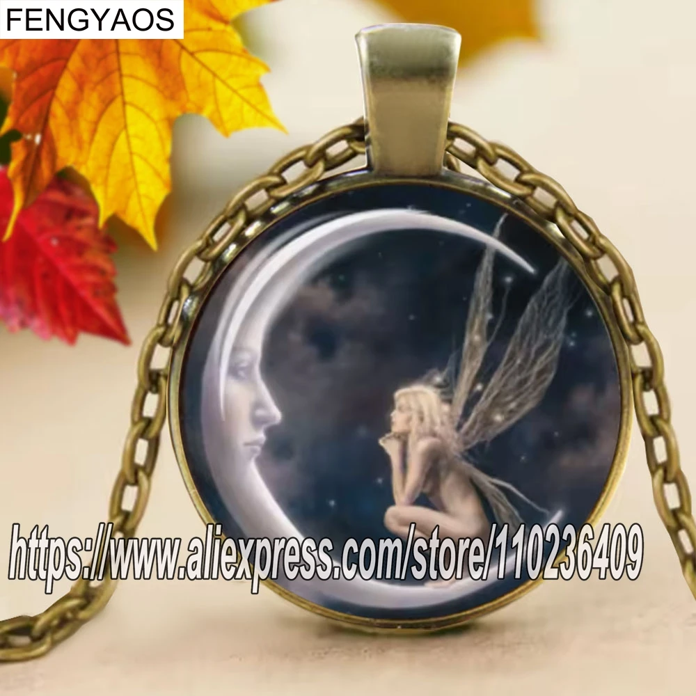 Timeless Gem Angel Necklace and Earrings Set - Adorable Glass Pendant Jewelry for Girls