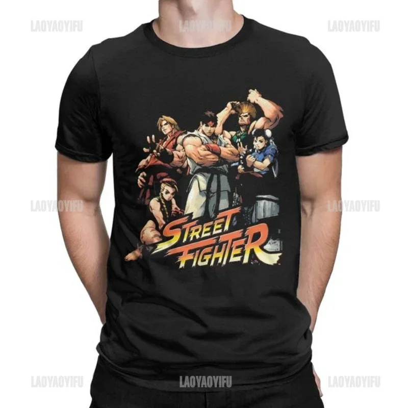 Anime New Street-Fighter Sagat Muay Thai Gaming Hadouken Tshirt for Men Tees Short Sleeve Crewneck Street Fighter Cotton Tops