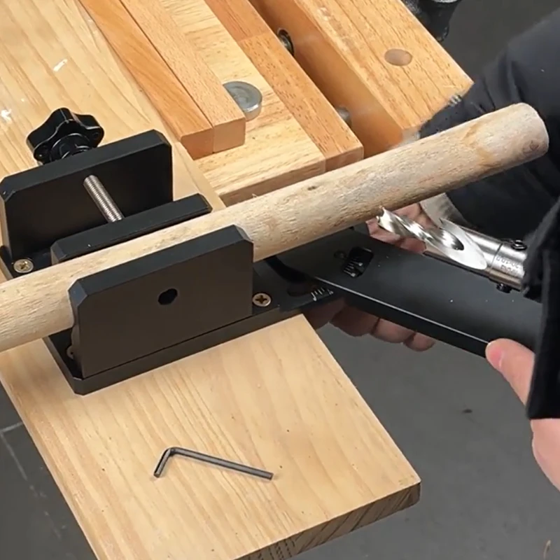 Adjustable Angle Aluminum Alloy Round Tenon Puncher Clamping Range 30-70mm Punch Locator Round Rod Auxiliary Woodworking Tool
