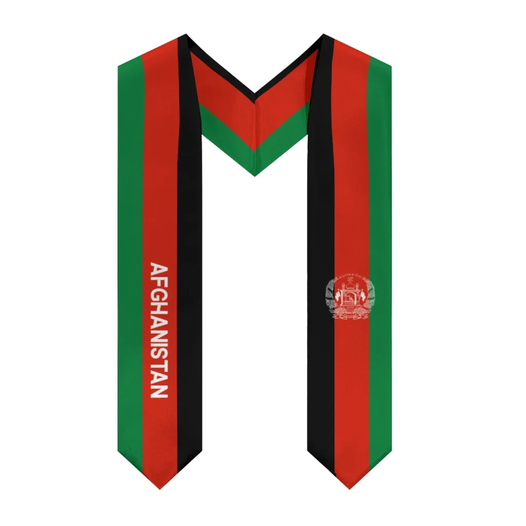 Customization Graduation Shawl Afghanistan & United States Flag Stole Sash Honor Study Aboard International Students