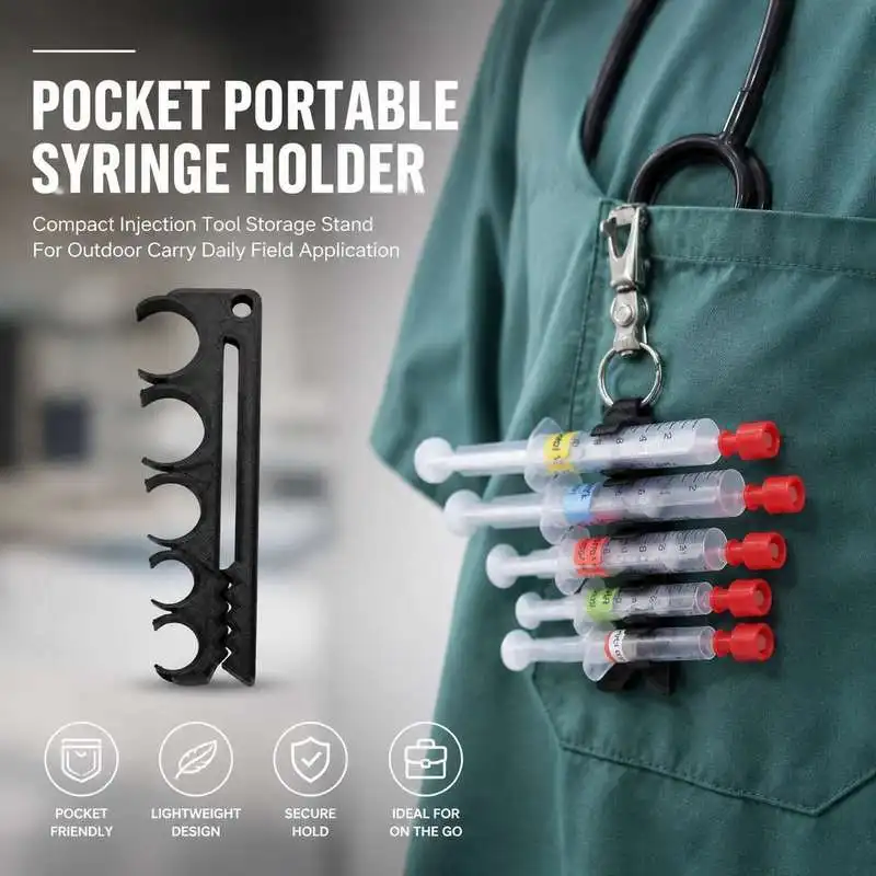 Pocket‑Size Portable Syringe Holder, Compact Injection Tool Storage Stand, for Outdoor Carry & Daily Field Use