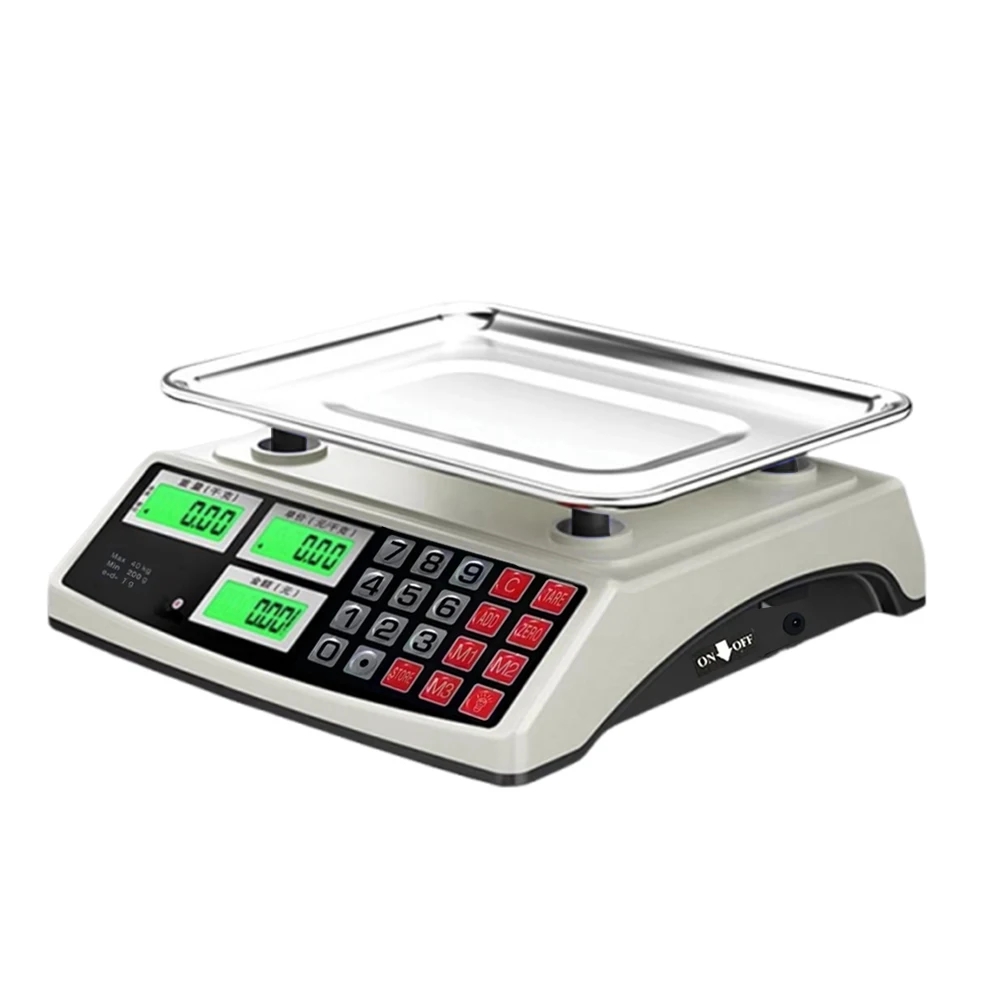 

40kg/1g Price Computing Scale with Stainless Steel Plate Commercial Price Scale Food Produce Scale for Farmers Market Meat Shop