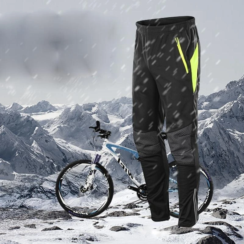 600D Polyester Cycling Pants Keep Warm Bicycle Elastic Waist Windproof Reflector Trousers Cycling Equipment For Sports Skiing