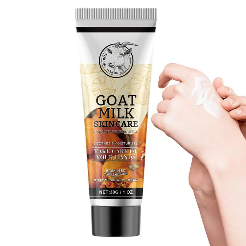 Crema de manos de leche de cabra, crema de manos hidratante de leche de cabra Natural, 30g, loción de manos para el cuidado de la piel de invierno, tamaño de viaje para mujeres, niñas y hombres