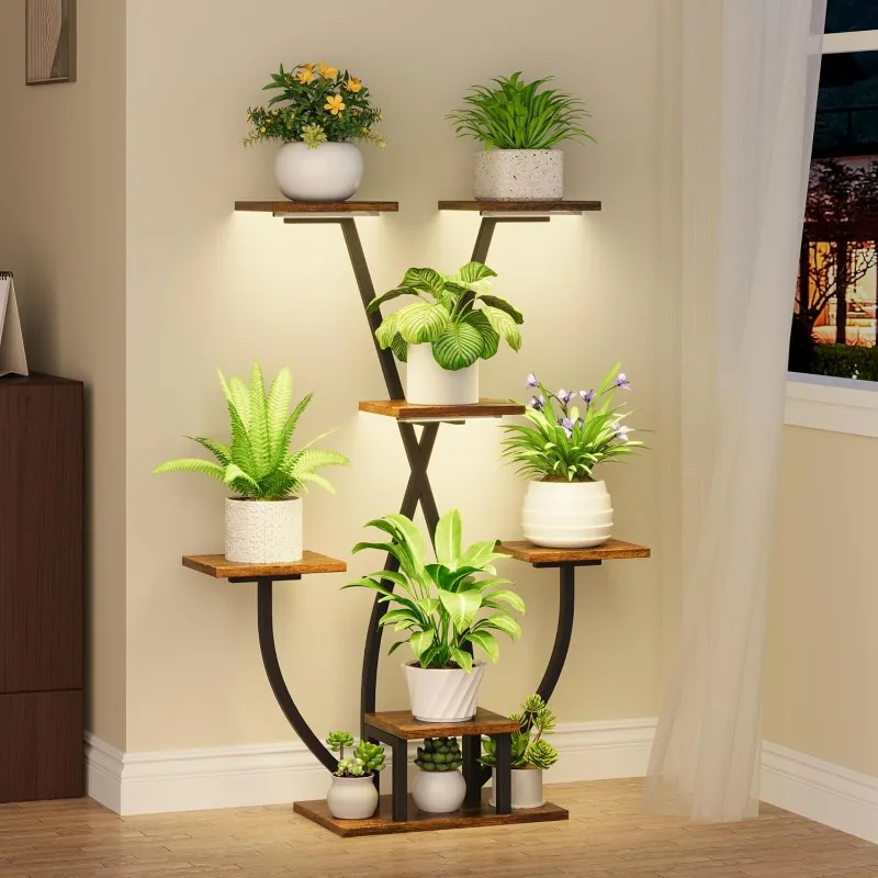 

Plant Stand Indoor with Grow Light - 7 Tiered Corner Plant Stand for Multiple Plants, Metal Plant Shelf Indoor Display