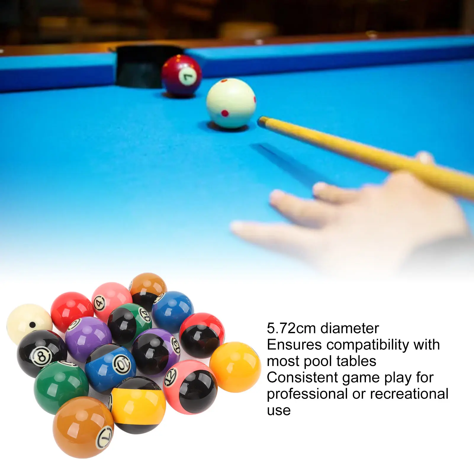 

2.25inch Billiard Balls Resin High Friction Resistance Professional TV Style Pool Balls Set for Tournament Practice