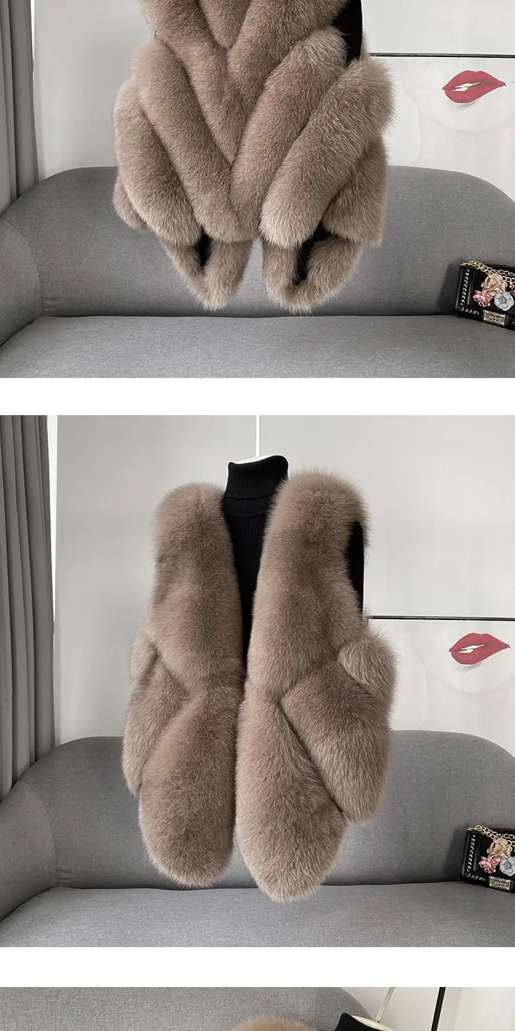 2024 autumn and winter new fox fur vest women's short coat young fur integrated vest winter coat women