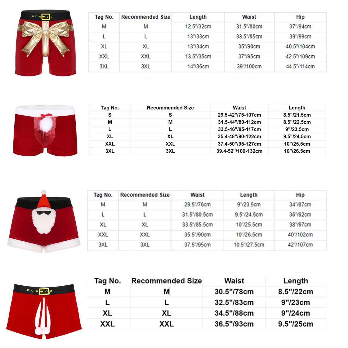 Mens Christmas Theme Party Costume Bowknot Velvet Boxer Brief Wide Elastic Waistband Shorts