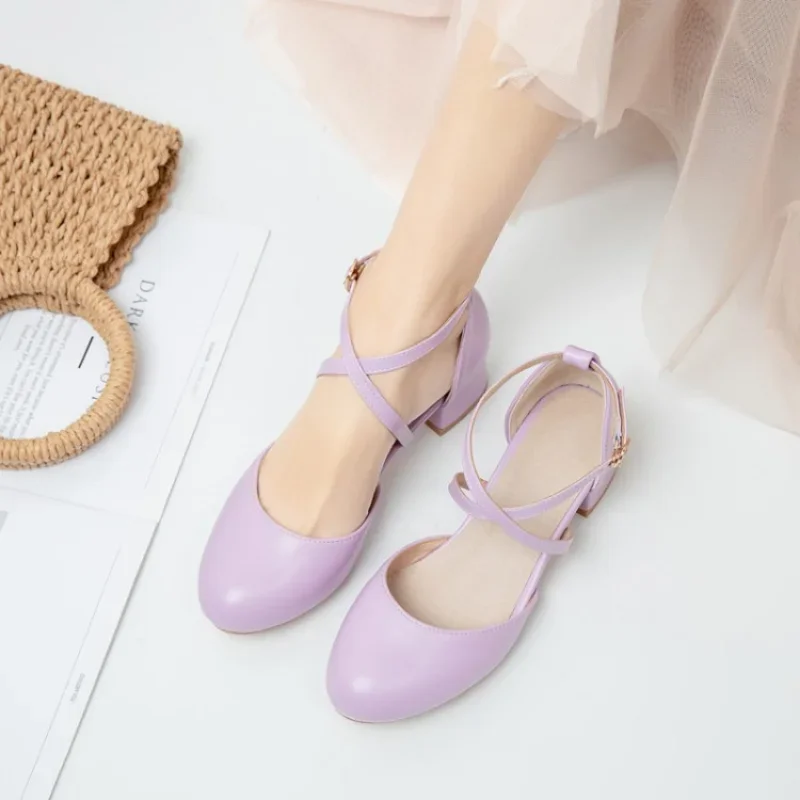 

Туфли-лодочки весна-осень модные с закрытым носком новый стиль элегантная Милая женская обувь в стиле "Лолита" с круглым носком и перекрестной шнуровкой цвет 55