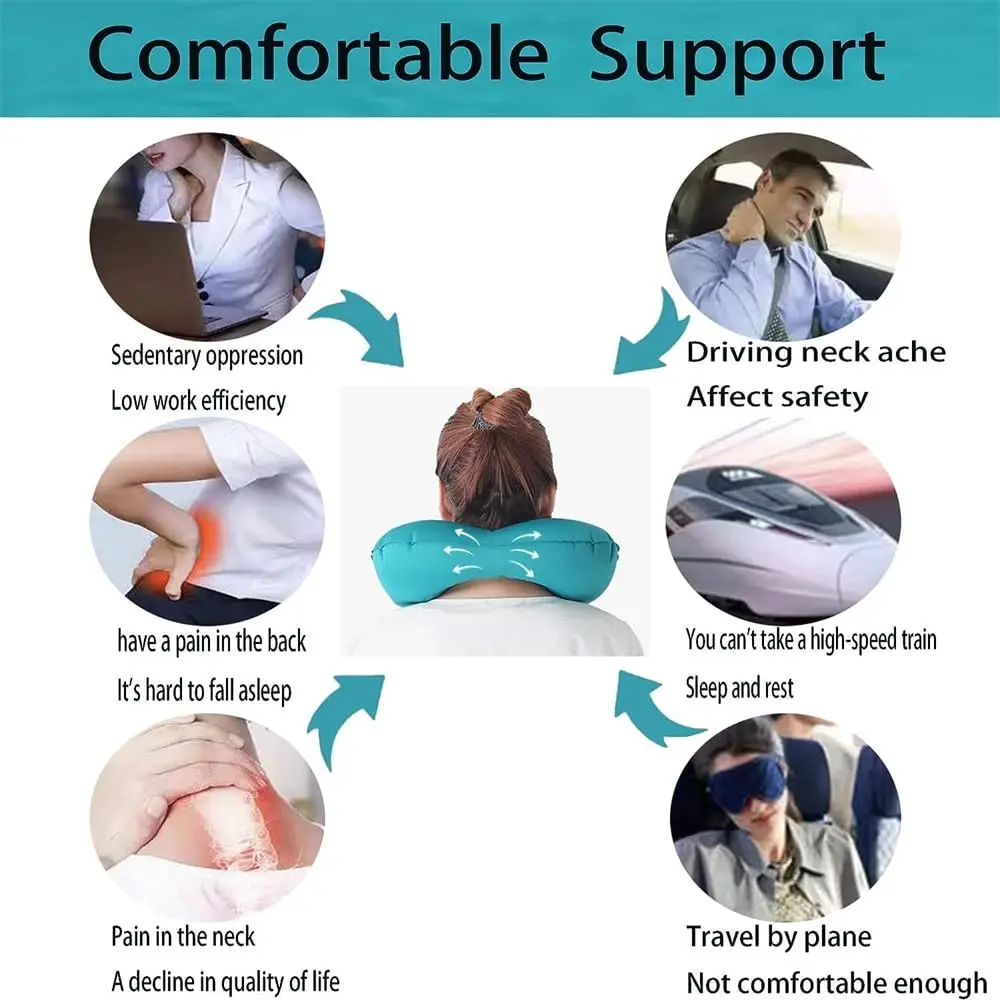 U Shaped Travel Pillow Super Light Portable Inflatable Neck Pillow Travel Airplane Cushion Office Sleep Essentials