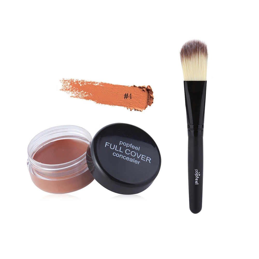 5 色アイソレートコンシーラー + ファンデーションブラシダークアイサークルニキビ跡そばかすハイライトコンシーラーを隠す