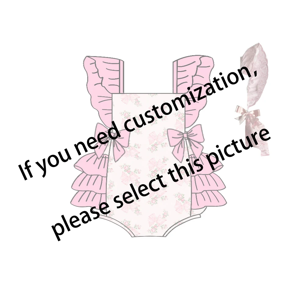 Custom Baby Romper Pink Flower Infant Toddler Clothes Sleeveless Ruffle Newborns Romper