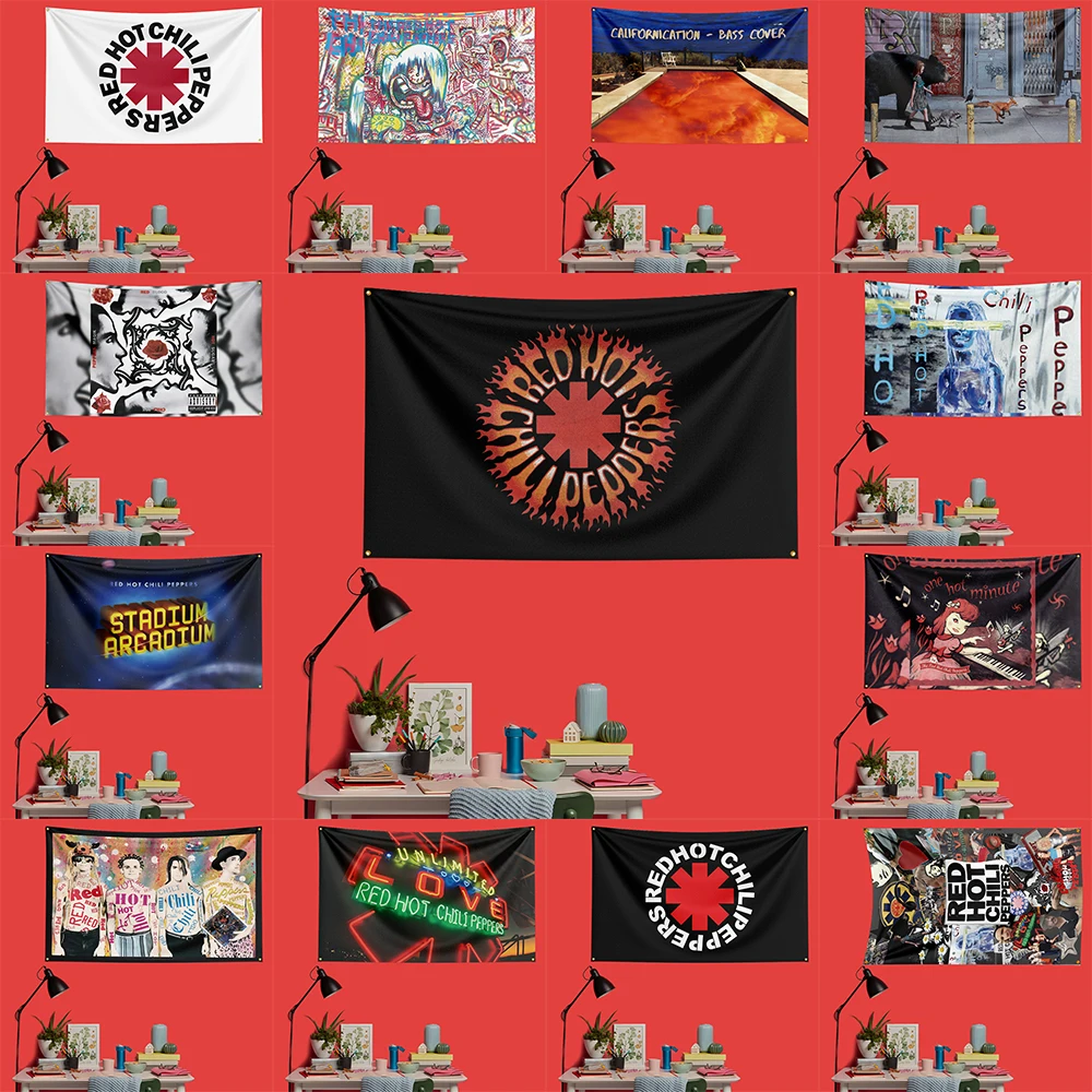 Red Hot Chili Peppers Funk Rock Flag 3x5 FT 90x150cm Polyester Decorative Banner Tapestry For Music Fans Bedroom Wall Decoration