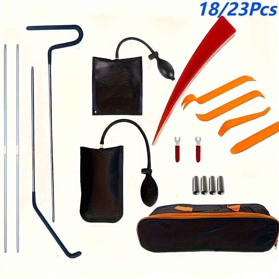 

18/23pcs Car Repair Tool Kit Stainless Steel Assorted Wheel Pin Puller, Dent Repair Tools, Long Distance Hook Tool, Pull Hook J-