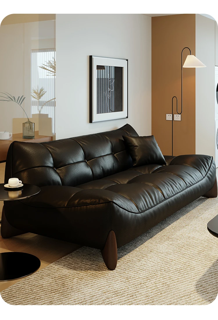

Кожаный диван, итальянский минималистичный первый слой из воловьей кожи для гостиной, простой средний и древний стиль, ретро, маленькая квартира без