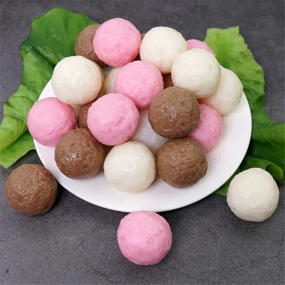

5 Pcs/Lot artificial fake foods dining hall hotel restaurant decoration Dishes Ornaments Artificial Meat Fish Beef Shrimp Ball