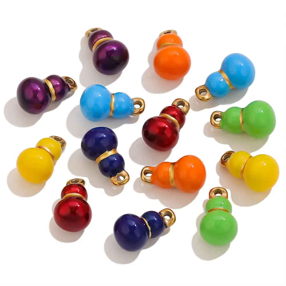 

4pcs Stainless Steel Colorful Enamel Calabash Charms For Jewelry Making DIY Calabash Pendants Dangle Jewelry Material Supplies