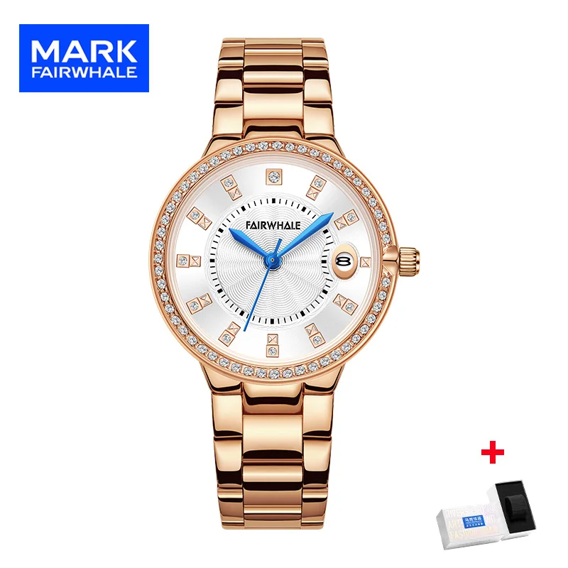 

Mark Fairwhale 3660 Fashion Watch Ladies Luxury Rose Gold Silver Girl Quartz Wristwatches Waterproof Clock for Women