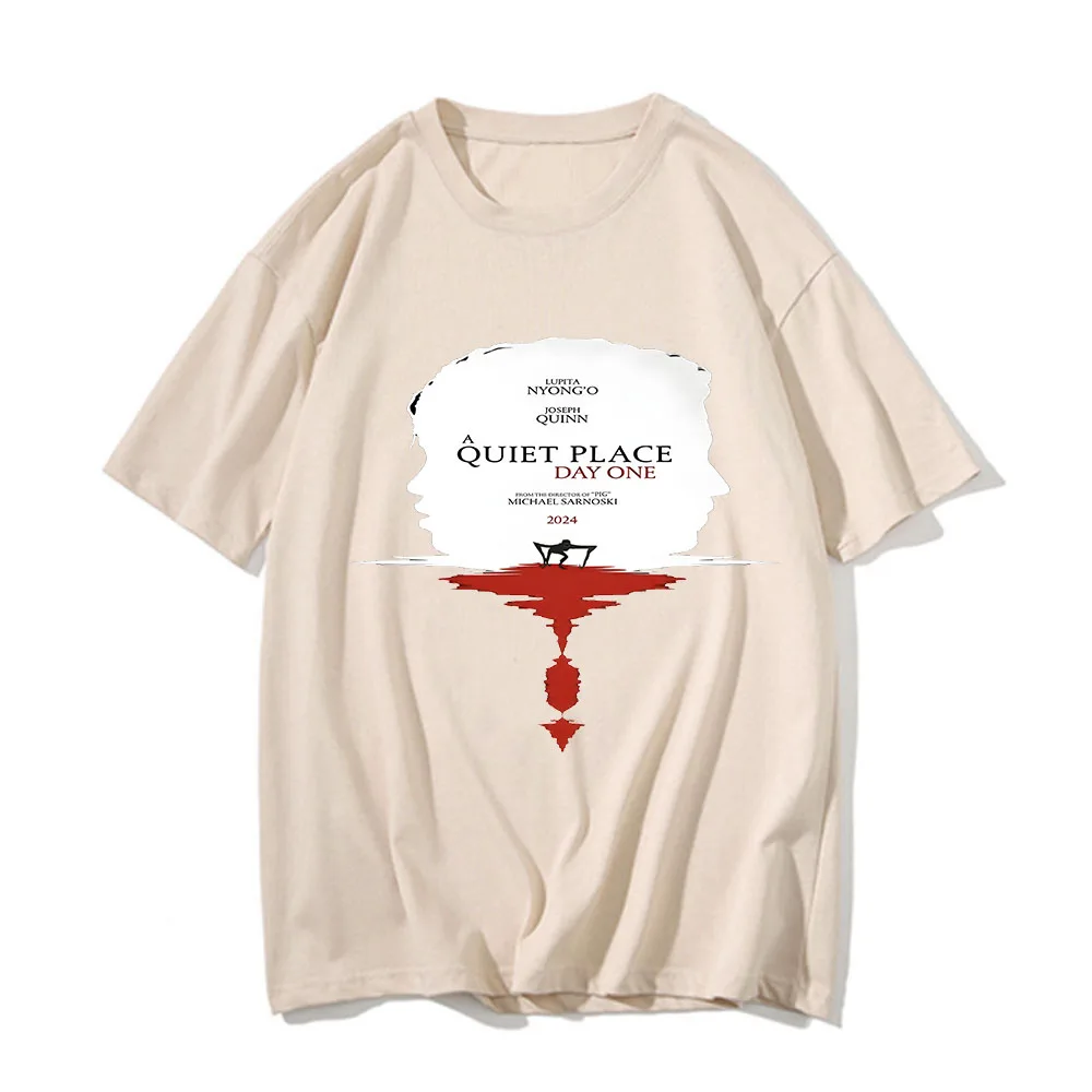 A Quiet Place Day One New Movie T-Shirt Men Women Oversized T Shirts Aesthetic Clothing Vintage Short Sleeve Classic Streetwear image 3