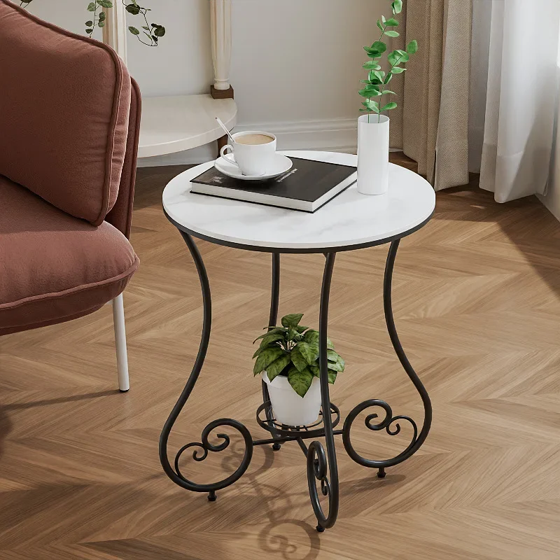 Living Room Home Light Luxury Iron Small Round Table Bedroom Round Bedside Table Special-shaped Balcony Small Round Tables