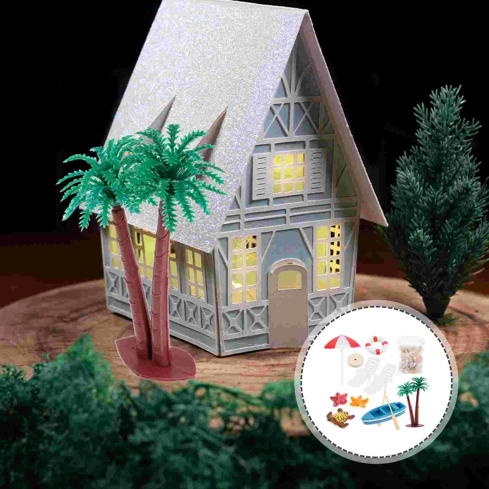 House Beach Miniature Style Decoration Micro Landscape Accessories Prop Summer Scene Kids Pretend Play Toy Furniture