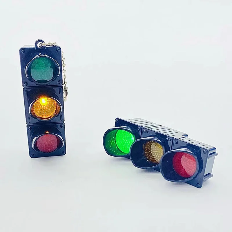 Creative Simulation Electronic Traffic Light Keychain Pendant Mini Cute Pedestrian Light LED Light-emitting Kids Cognitive Toys