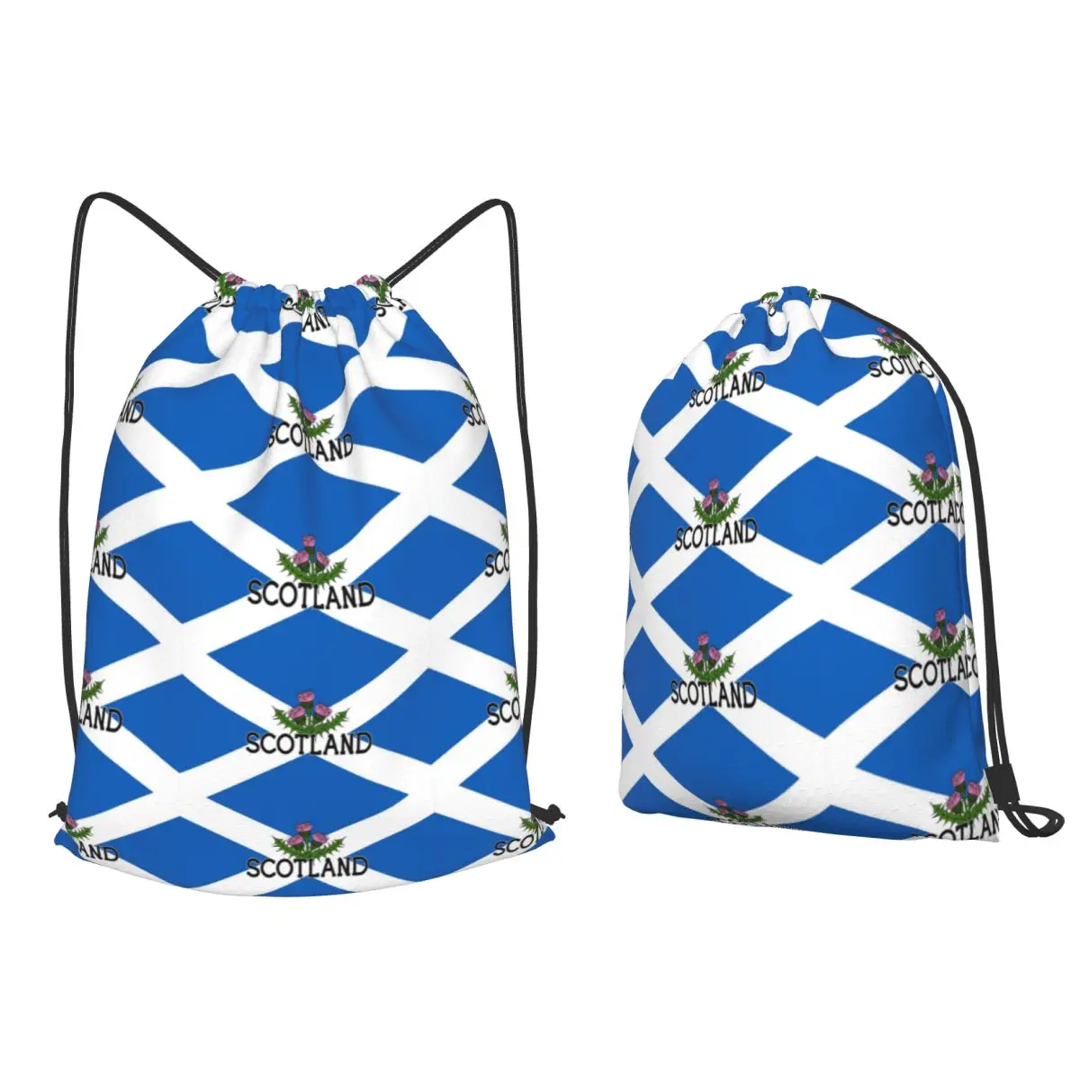 Scotland Saltire Flag Scottish St AndrewsCrossAnd Thistle Pride Backpacks FashionDrawstring BundleBook Bags for Man Woman School