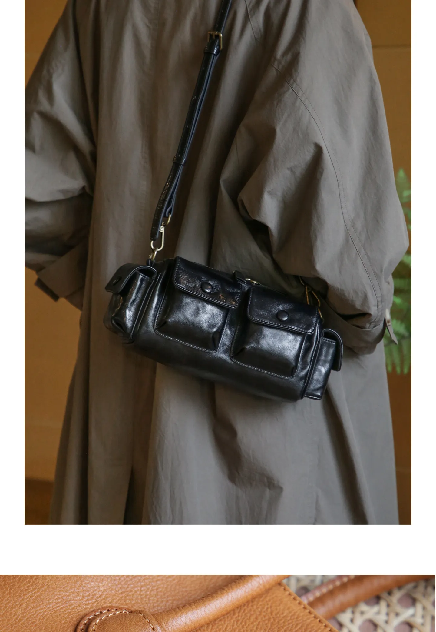 Designer-Handtasche aus handgefertigtem Rindsleder der ersten Schicht für Damen, lässige Reisetasche aus echtem Leder, Damen-Umhängetasche. – Detail 15
