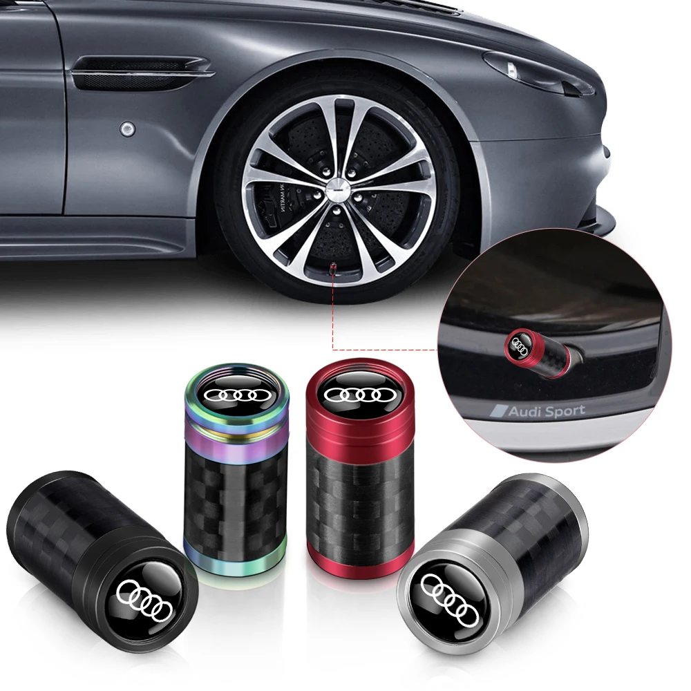 4 Uds. Accesorios para coche, tapas antipolvo para válvula de rueda de fibra de carbono para Audi Sline RS RS4 SQ5 Q5 A4 B9 B7 A1 A5 Q3 Q7 A6 C6 C7