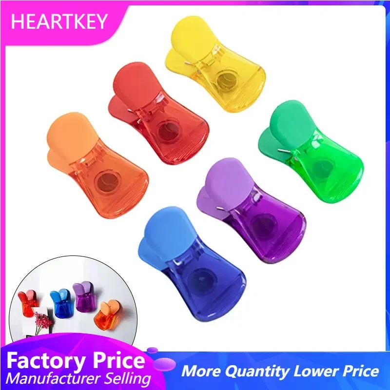 

6pcs Bag Clips Color Magnetic Clips Set Transparent Fridge Magnets Notepad Holder Paper Clip Food Sealing Clips Snack Storage