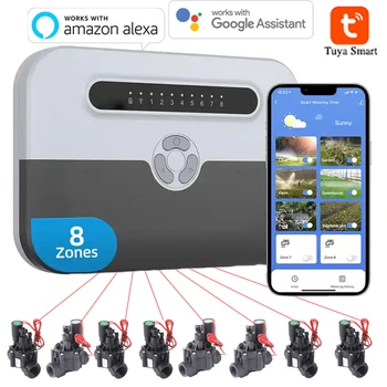 8-Station WiFi Indoor Smart Sprinkler Controller Bewässerungssystem Fernbedienung per Telefon Funktioniert mit Alexa